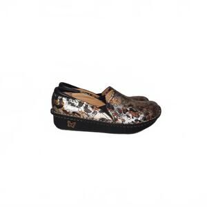 Alegria Debra Rome Leopard and Paisley Pattern Leather Clogs Size 42